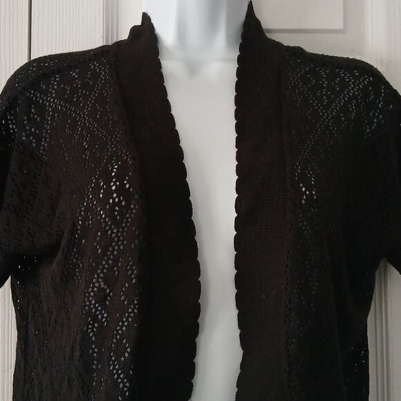 NY Collection cropped shrug  black open front cardigan Sz XL - Picture 3 of 5